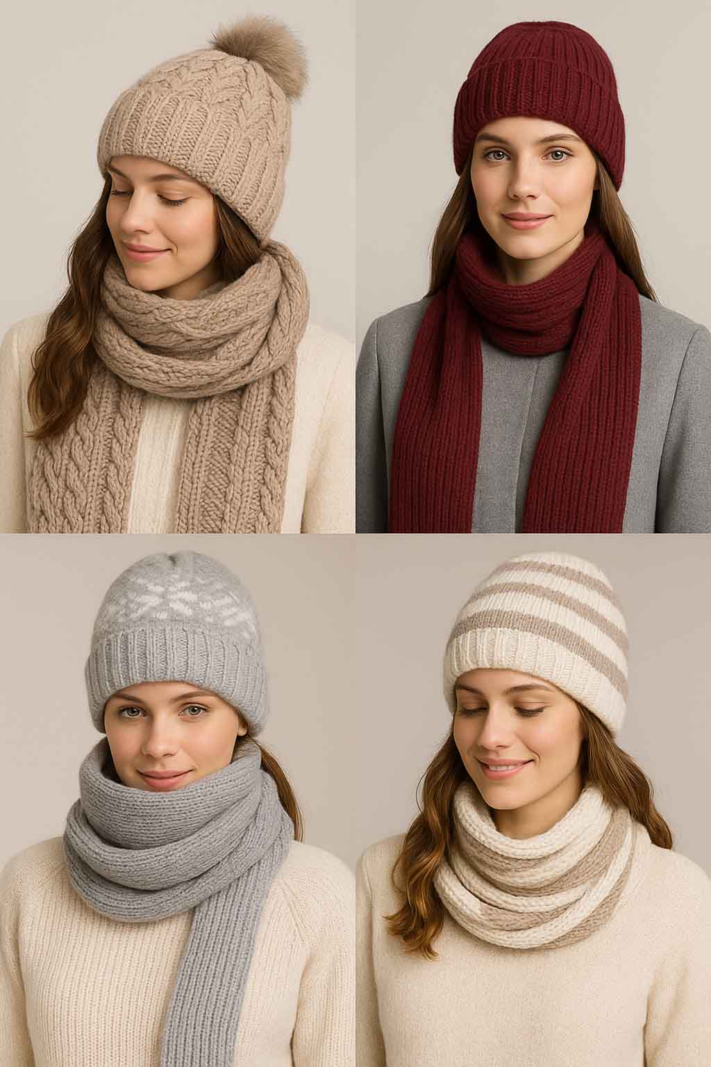 انواع ست کلاه و شال‌گردن زنانه